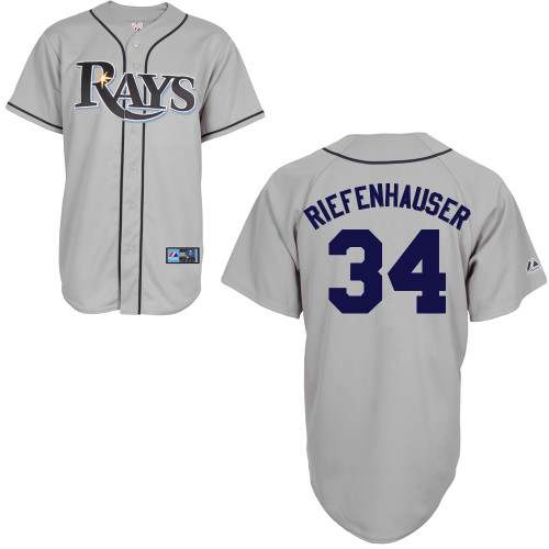 C-J Riefenhauser #34 mlb Jersey-Tampa Bay Rays Women's Authentic Road Gray Cool Base Baseball Jersey